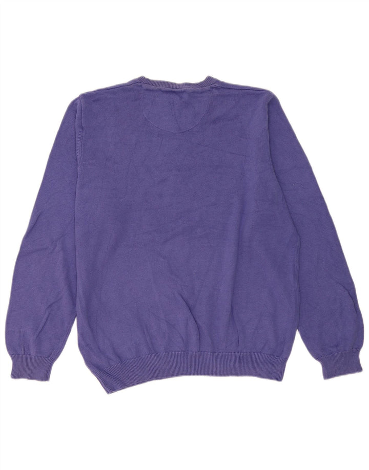 Suéter masculino Marks & Spencer com ajuste regular e gola redonda, grande roxo