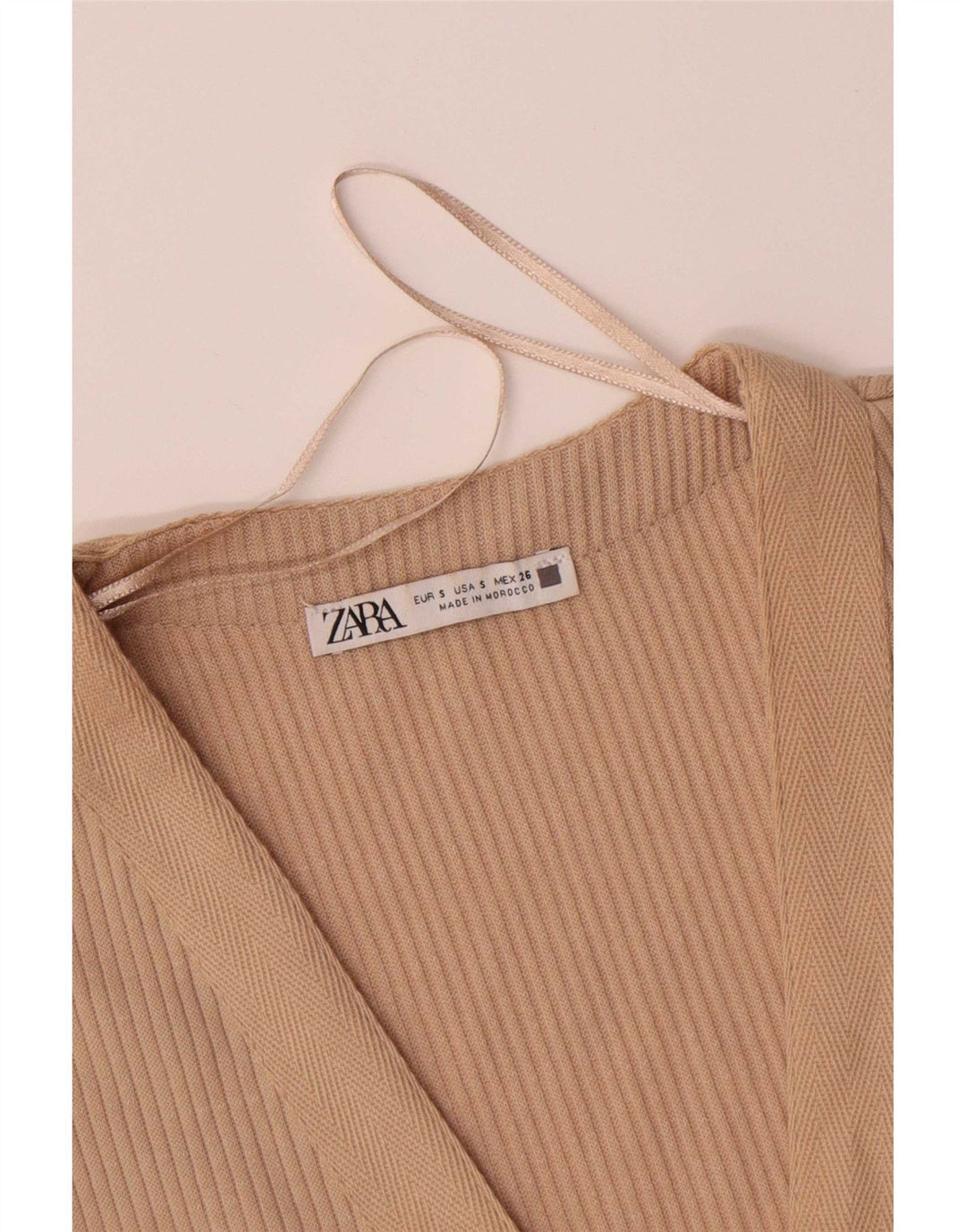 Vestido jumper feminino sem mangas Zara Reino Unido 10 pequeno poliéster bege