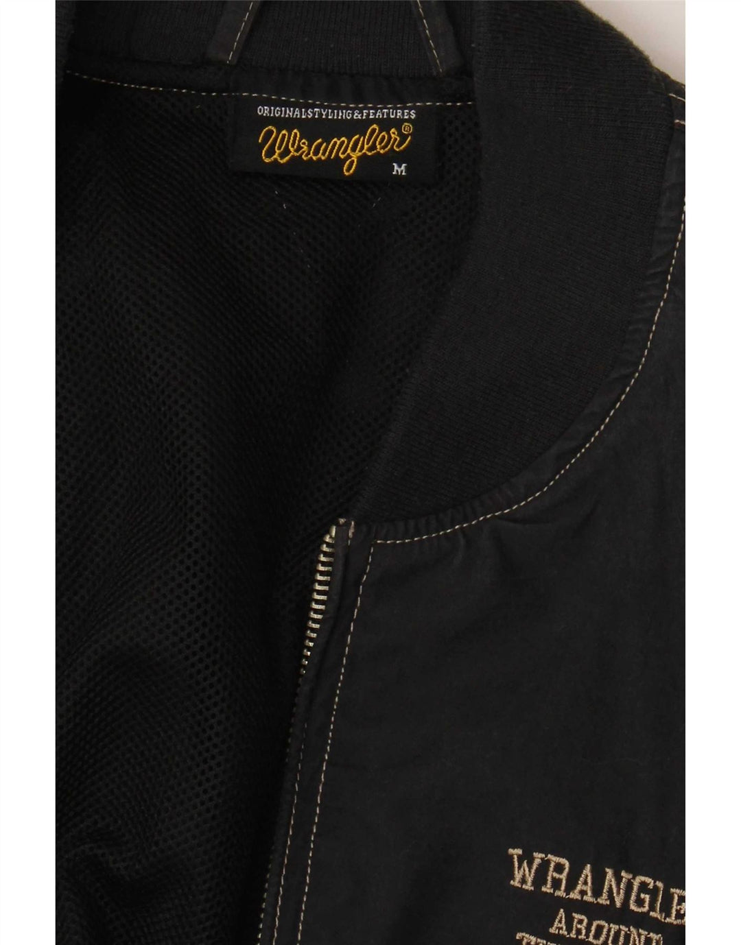 Wrangler Mens Bomber Jacket UK 38 Médio Preto