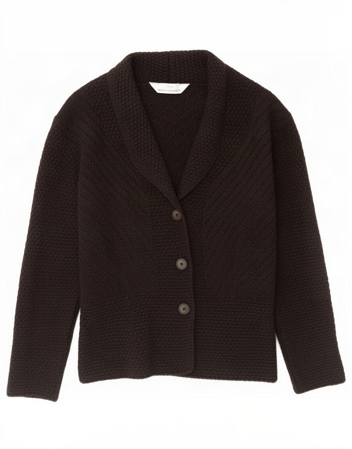 Suéter cardigã feminino Marks & Spencer Reino Unido 12 lã marrom médio