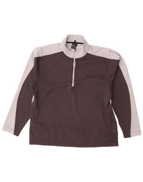 Nike Mens Dri Fit Pullover Treino Top UK 42/44 Grande Cinza Colourblock