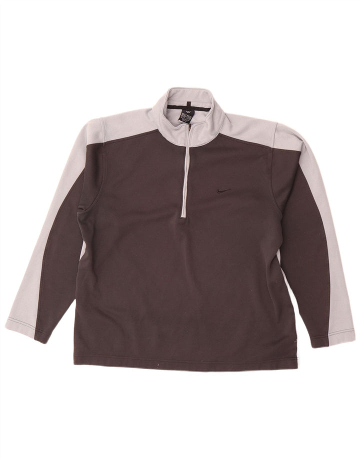 Nike Mens Dri Fit Pullover Treino Top UK 42/44 Grande Cinza Colourblock
