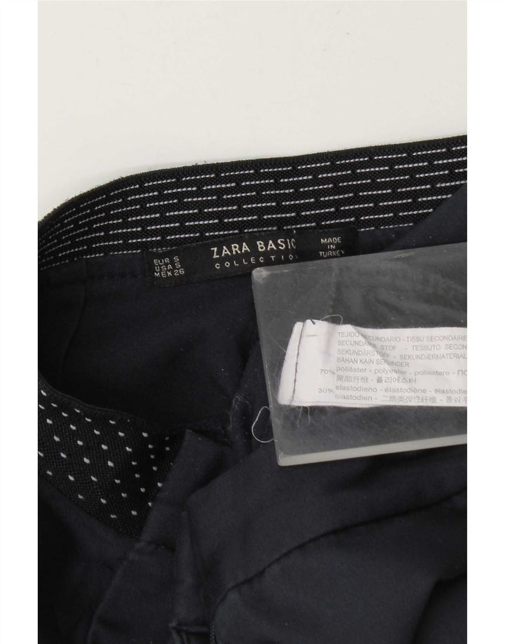 Calça Chino Slim Feminina Zara Pequeno W26 L27 Azul Marinho Poliéster
