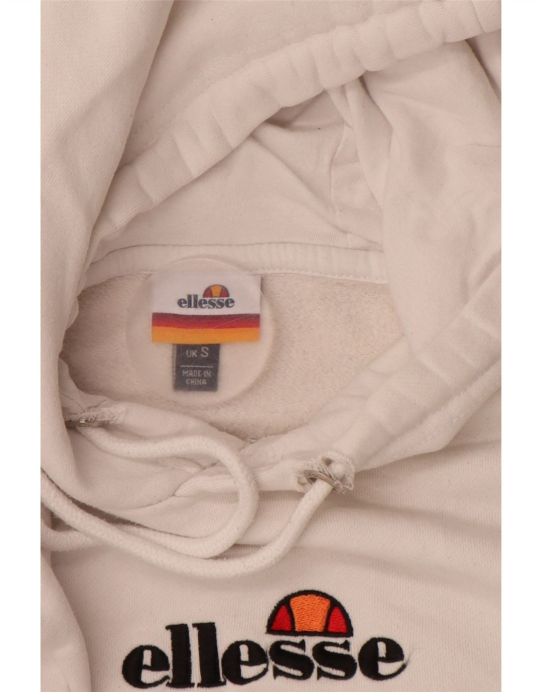 ELLESSE Suéter masculino com capuz gráfico pequeno de algodão branco