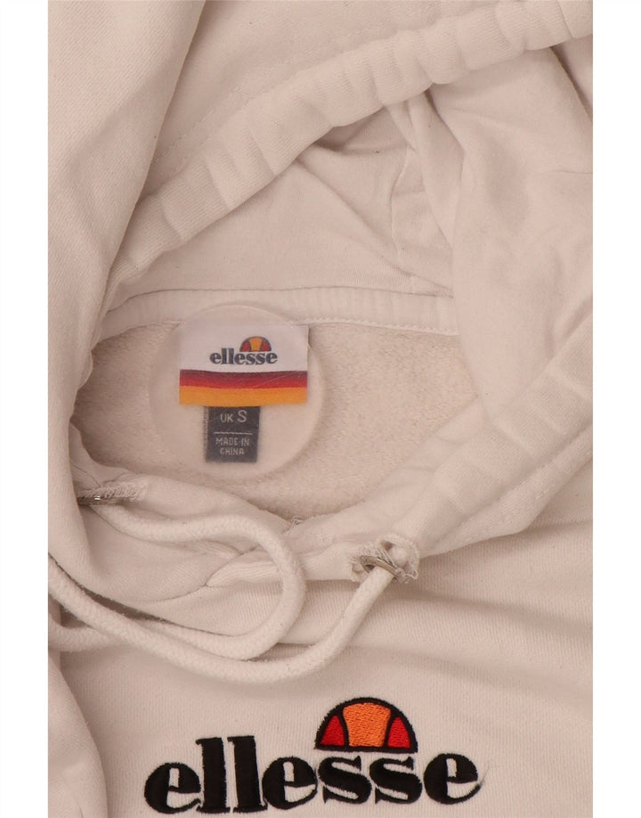 ELLESSE Suéter masculino com capuz gráfico pequeno de algodão branco
