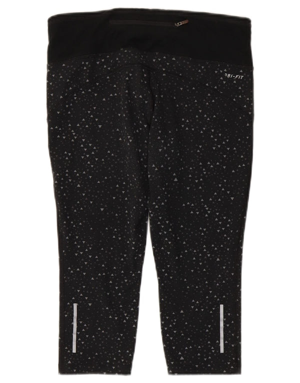 Leggings Nike Dri Fit Capri UK 10 Pequeno Poliéster Geométrico Preto