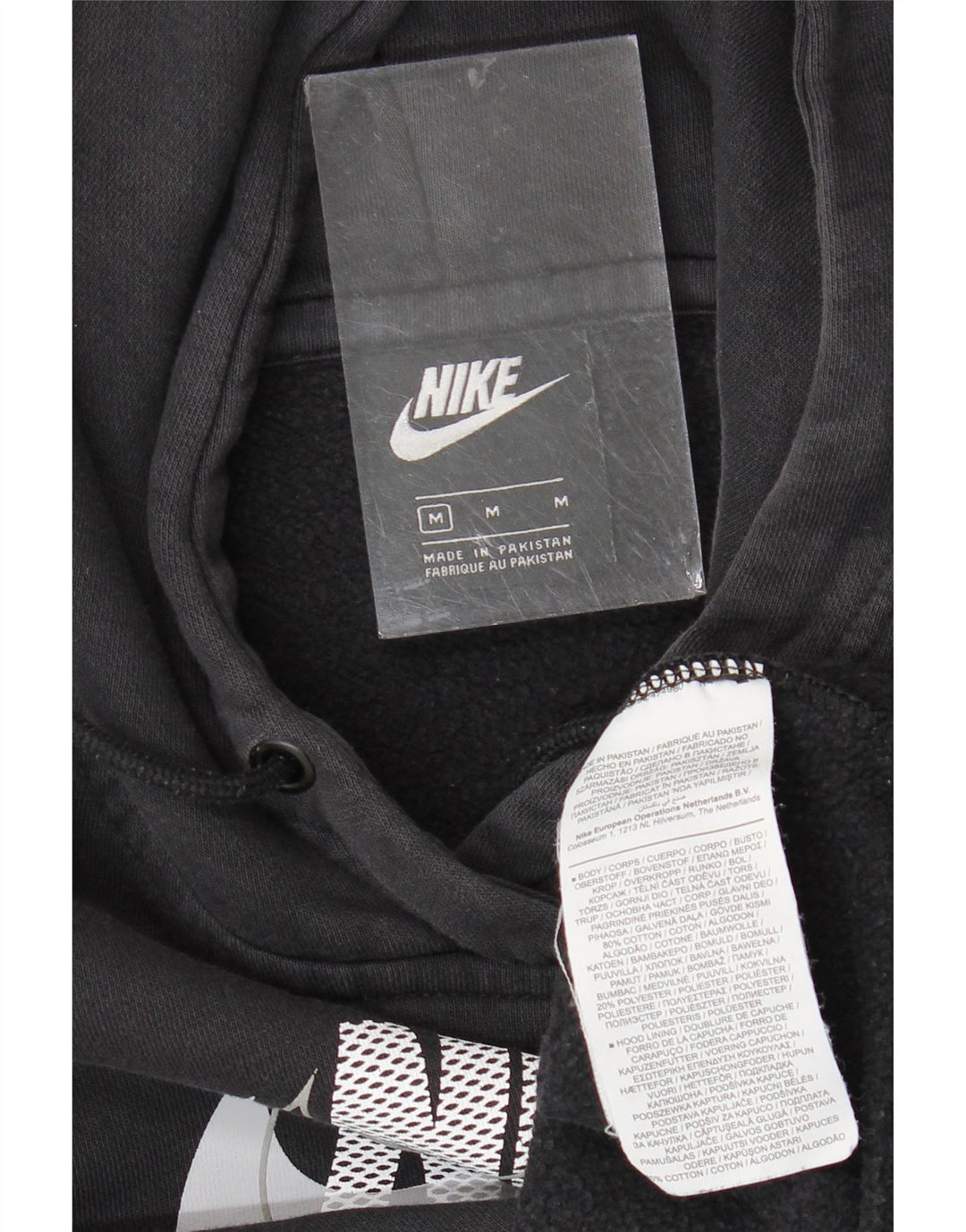 NIKE Mens Graphic Hoodie Jumper Médio Algodão Preto