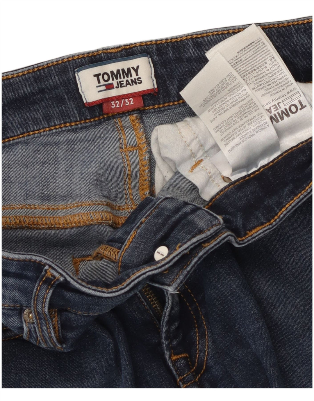 TOMMY HILFIGER Masculino Slim Jeans W32 L32 Azul Algodão