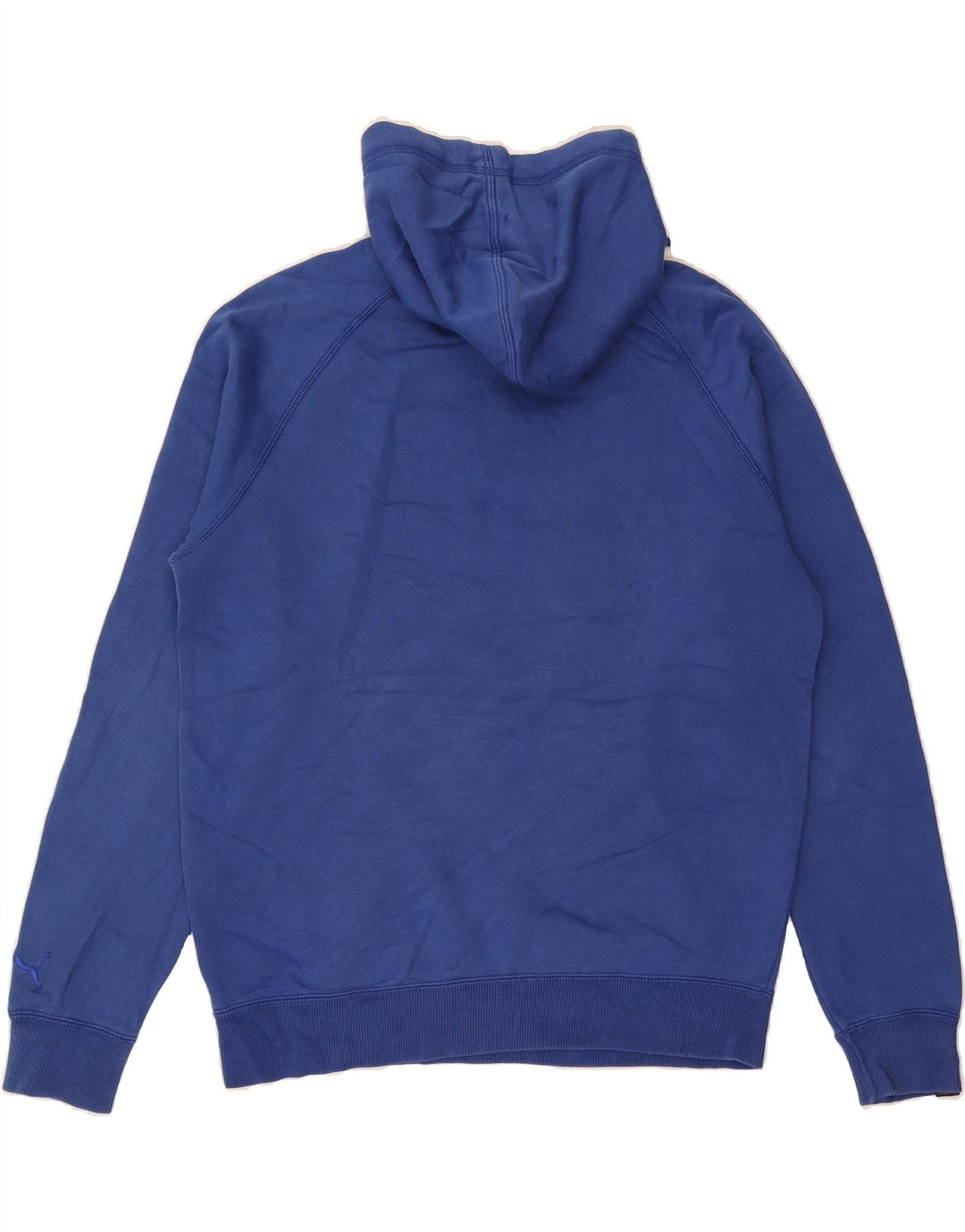 PUMA Mens Graphic Hoodie Jumper Medium Blue Cotton Vintage Puma and Second-Hand Puma from Messina Hembry 