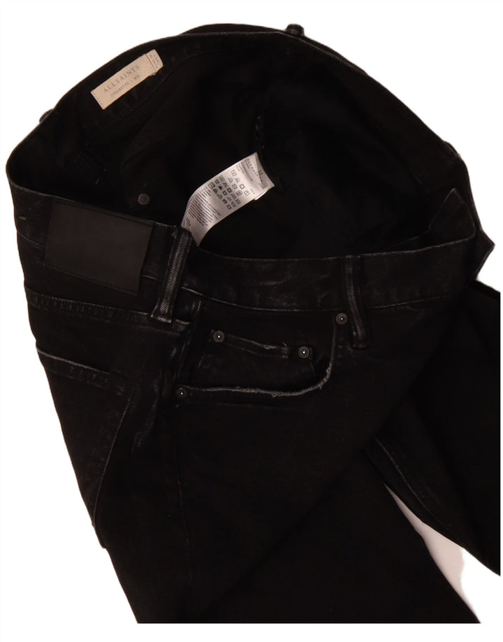ALL SAINTS Jeans masculino cortado para cigarro W33 L24 algodão preto