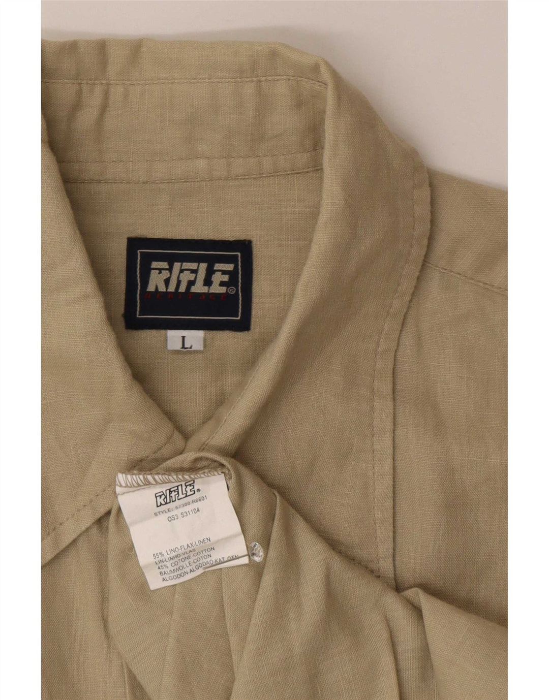 Camisa Rifle Masculina Grande Linho Bege