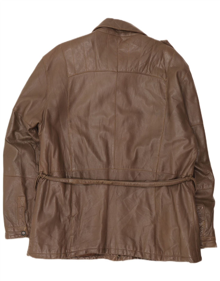 Jaqueta de couro militar masculina vintage Reino Unido 40 grande marrom