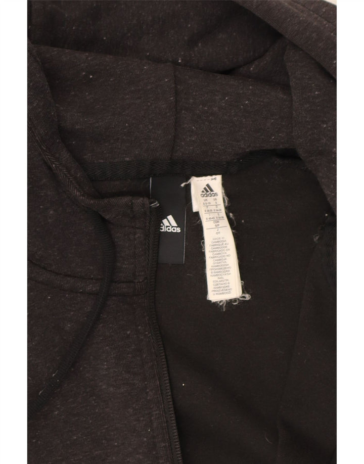 ADIDAS Womens Oversized Zip Hoodie Sweater UK 8/10 Small Grey Cotton Vintage Adidas and Second-Hand Adidas from Messina Hembry 
