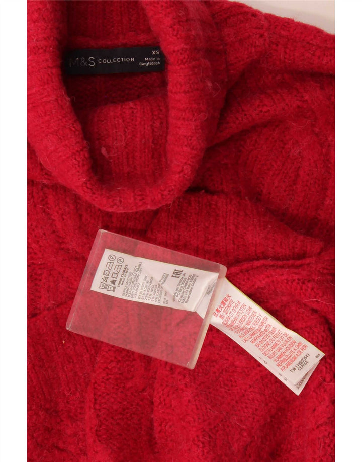 Suéter feminino Marks & Spencer com gola redonda grande Reino Unido 6 XS vermelho