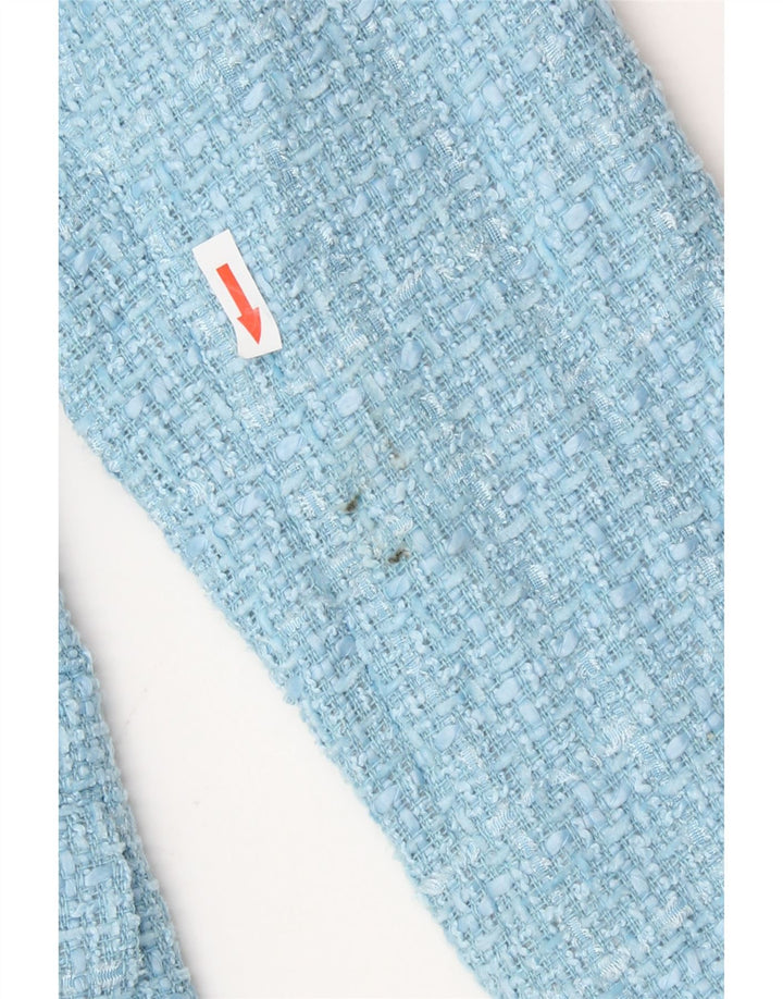 Jaqueta blazer feminina Zara com peito duplo Reino Unido 14 poliéster xadrez azul médio
