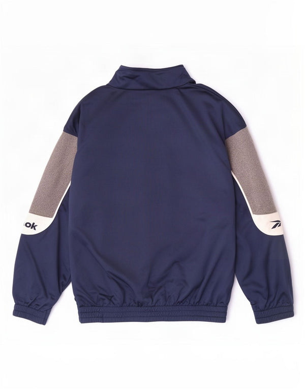 Reebok Mens Graphic Tracksuit Top Jacket Pequeno Azul Marinho Colorblock