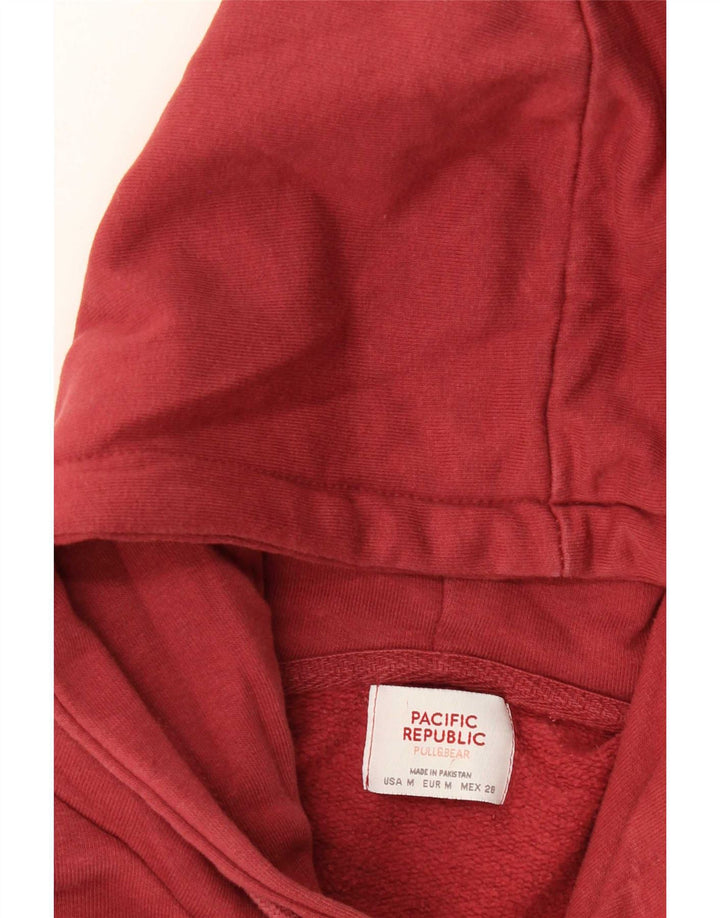 Pull & Bear feminino oversized crop gráfico moletom com capuz Reino Unido 14 médio vermelho