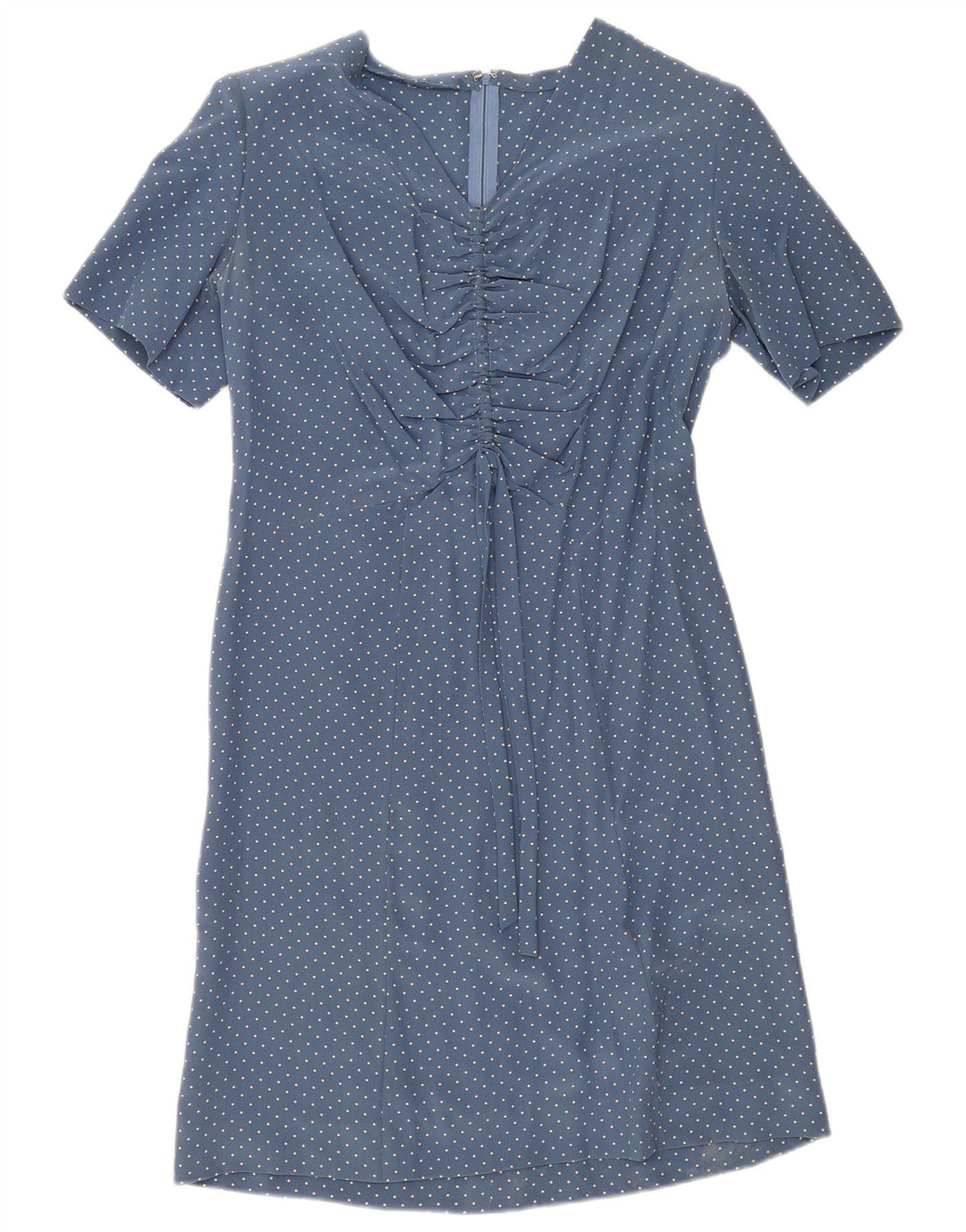 Vestido vintage feminino linha A UK 12 médio azul manchado