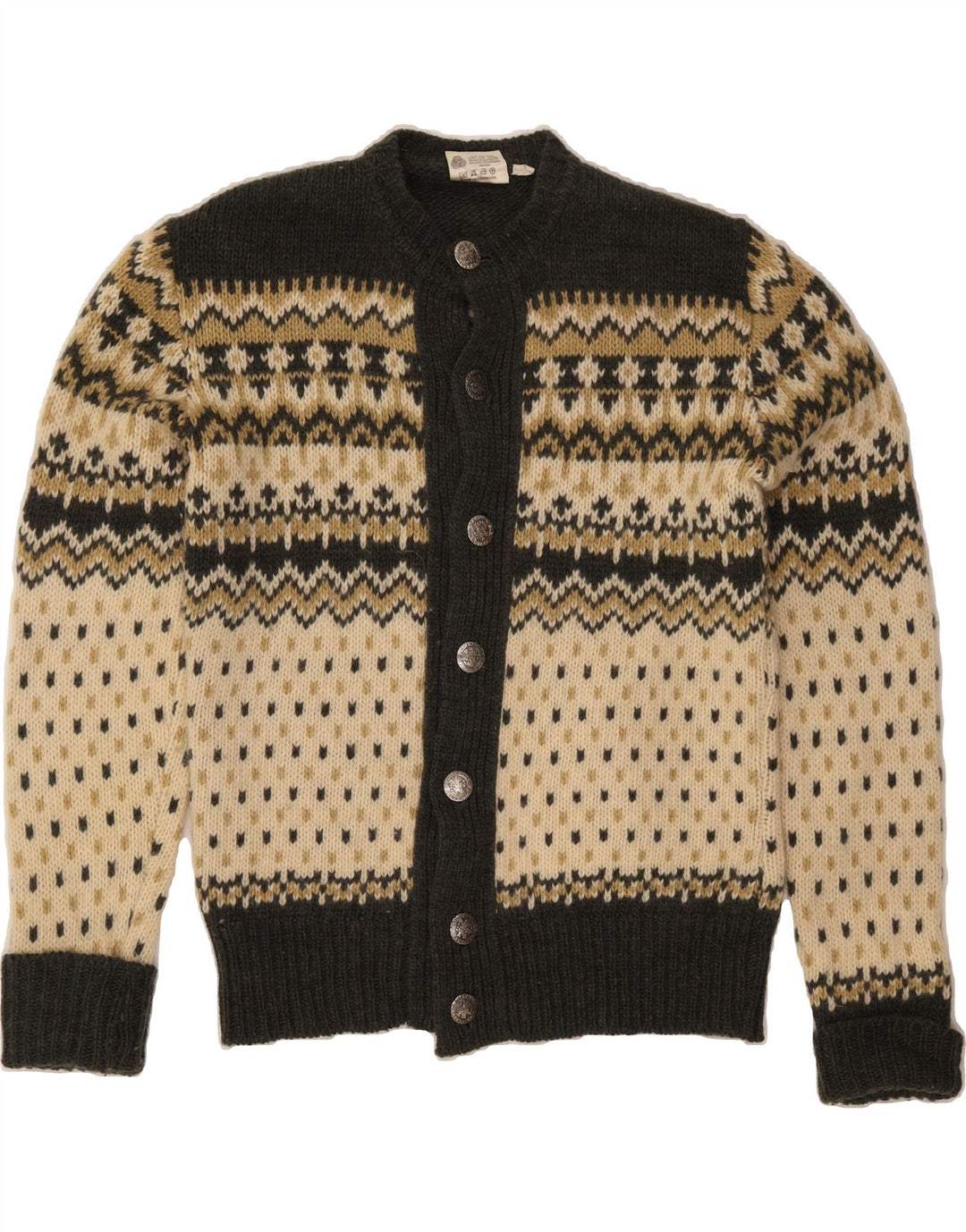 Suéter cardigã masculino C&A IT 52/54 grande cáqui lã Fair Isle