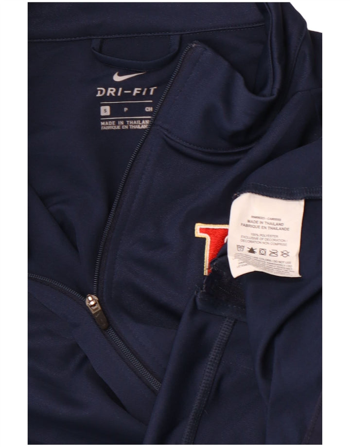 NIKE Womens Dri Fit Graphic Tracksuit Top Jacket Reino Unido 10 Pequeno Azul Marinho