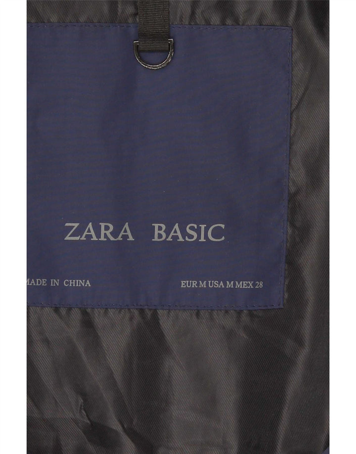 Colete acolchoado feminino Zara UK 12 poliéster azul marinho médio