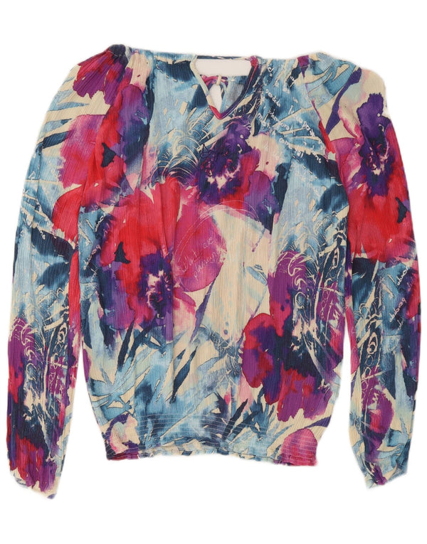 Desigual Top feminino gráfico sem ombro UK 10 pequeno floral multicolorido