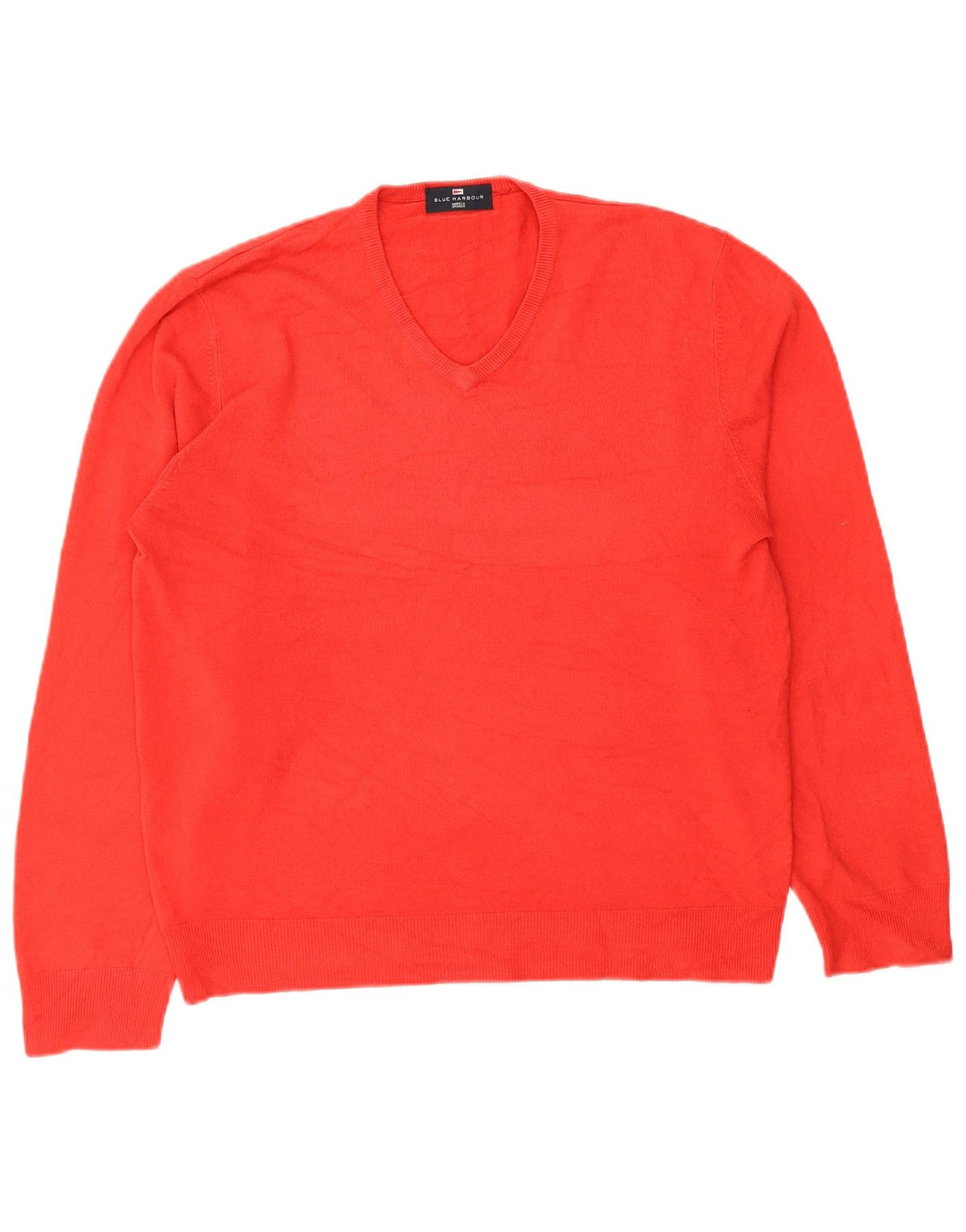 Suéter masculino Marks & Spencer Blue Harbor com decote em V grande acrílico vermelho