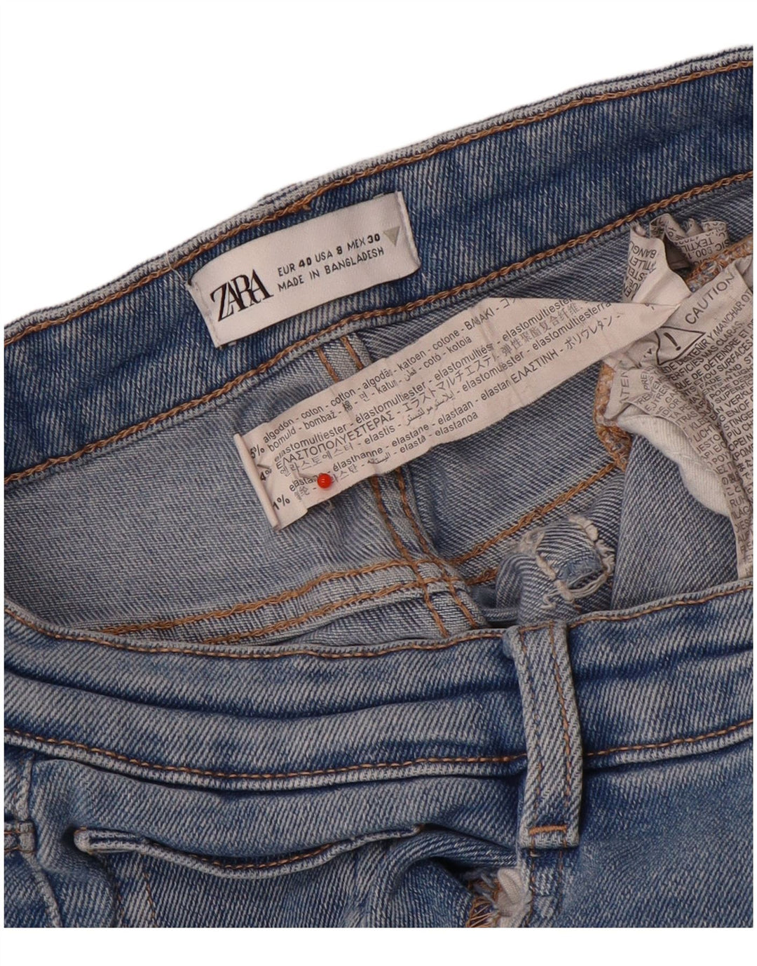 Zara Jeans Cônicos Femininos EU 40 Médio W30 L27 Azul Algodão