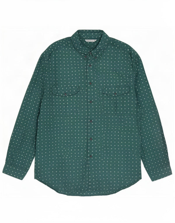 Camisa masculina vintage 2XL seda manchada verde