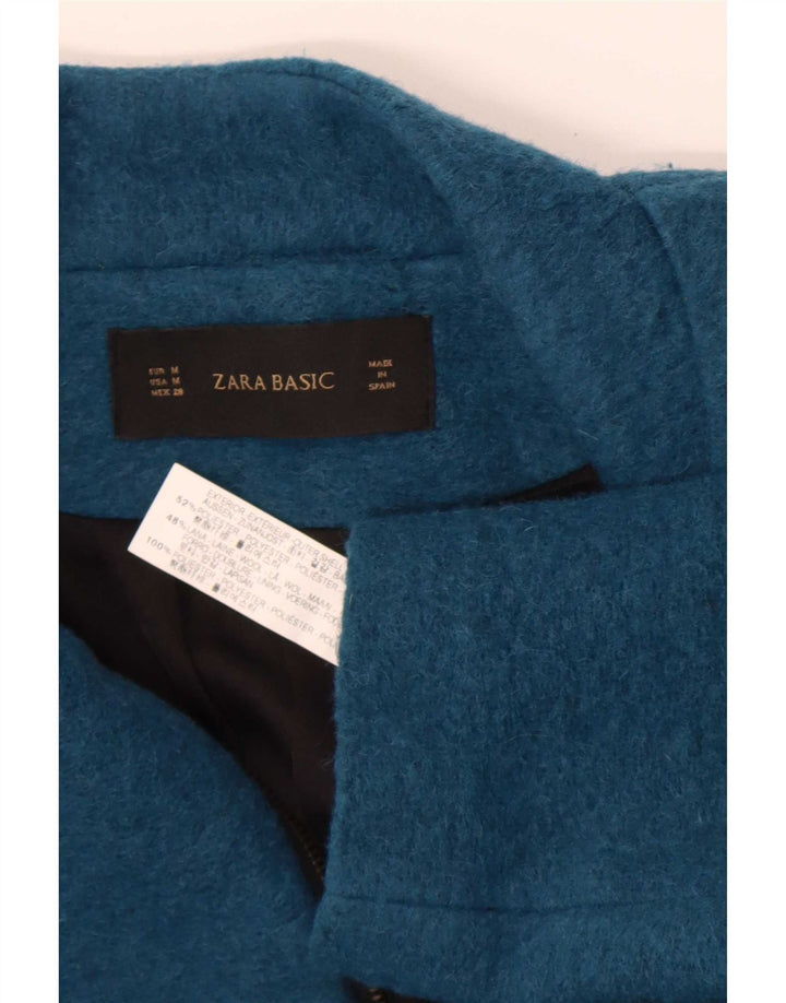 Sobretudo feminino Zara UK 14 poliéster azul marinho médio