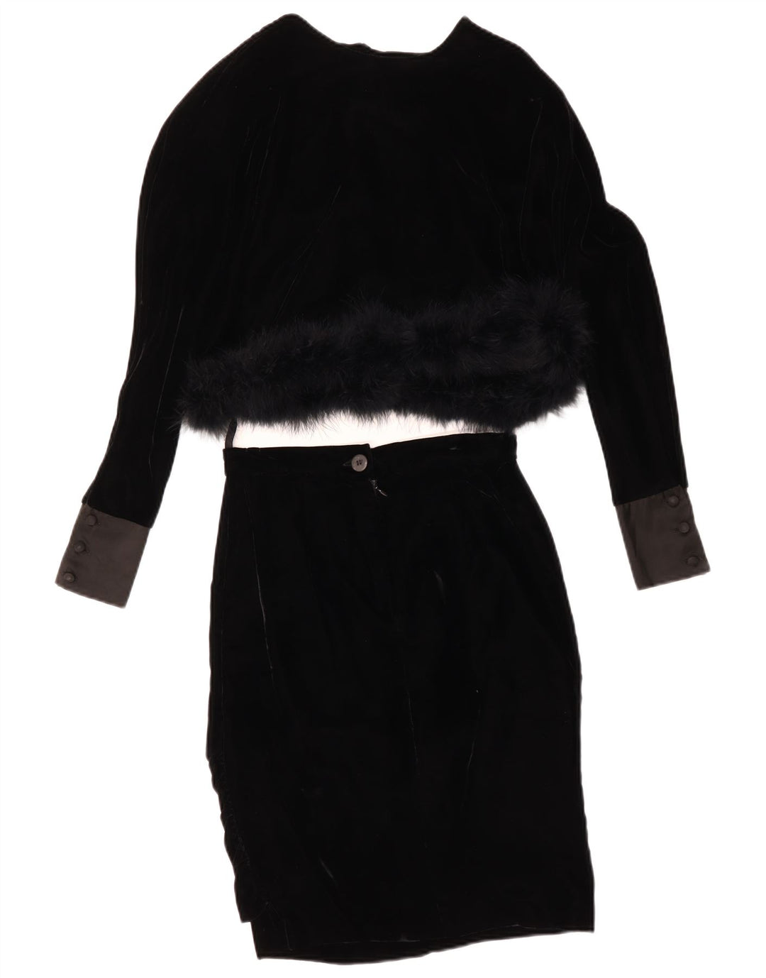 Conjunto de saia feminina vintage oversized de 2 peças IT 42 Médio W26 Preto