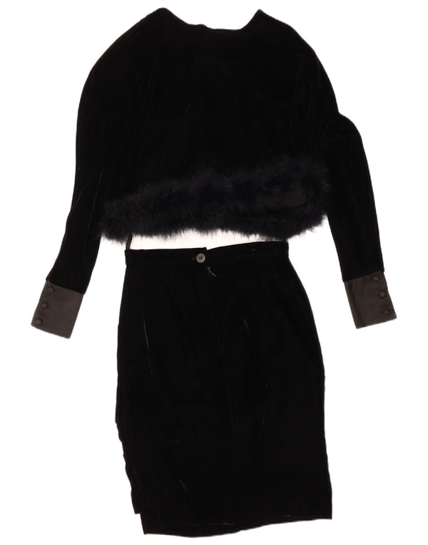 Conjunto de saia feminina vintage oversized de 2 peças IT 42 Médio W26 Preto