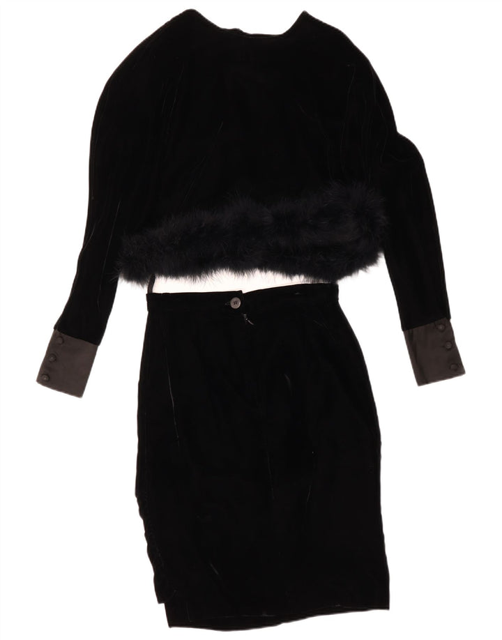 Conjunto de saia feminina vintage oversized de 2 peças IT 42 Médio W26 Preto