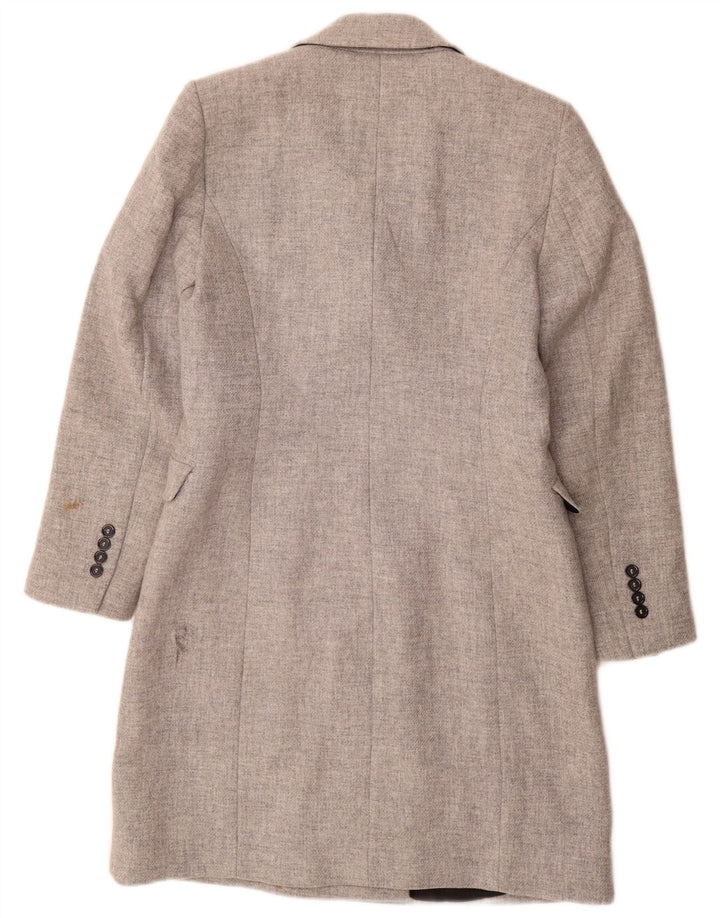 Casaco feminino Zara com peito duplo Reino Unido 14 lã cinza médio