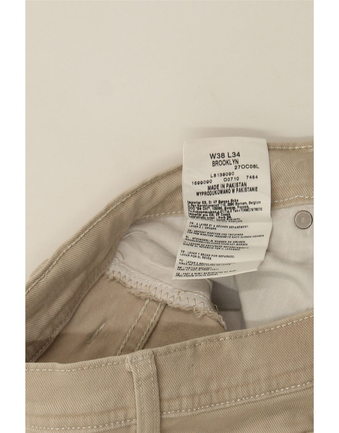 LEE Mens Brooklyn Straight Suit Trousers W38 L31 Beige Cotton Vintage Lee and Second-Hand Lee from Messina Hembry 