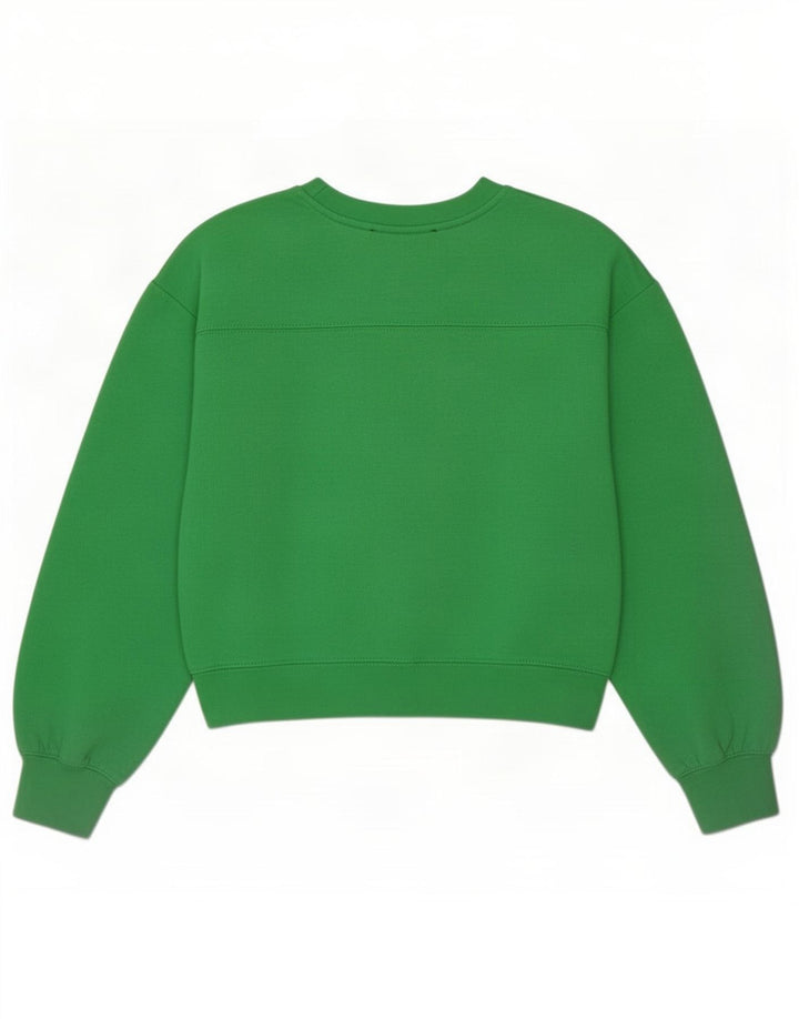 Zara Womens Crop Oversized Sweatshirt Jumper UK 10 Pequeno Poliéster Verde