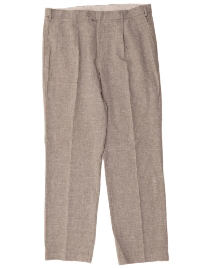 Calça masculina de terno reto Marks & Spencer W36 L33 cinza poliéster