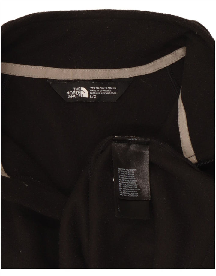 Suéter de lã feminino The North Face com zíper e gola UK 16 grande poliéster preto