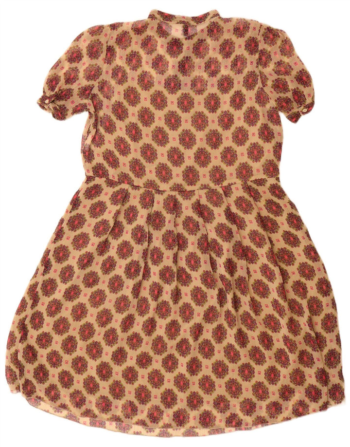 Vestido feminino Benetton A-Line UK 12 Médio Bege Floral