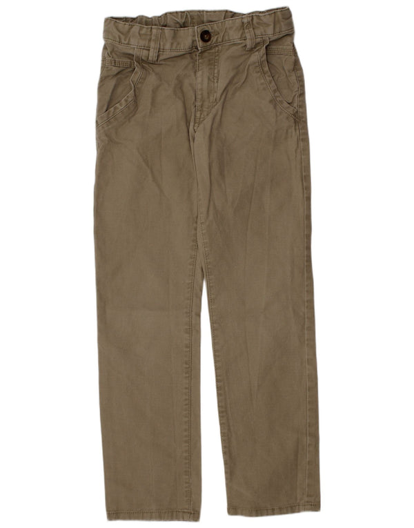Calças chino retas Benetton Boys 7-8 anos médio W24 L24 algodão cáqui