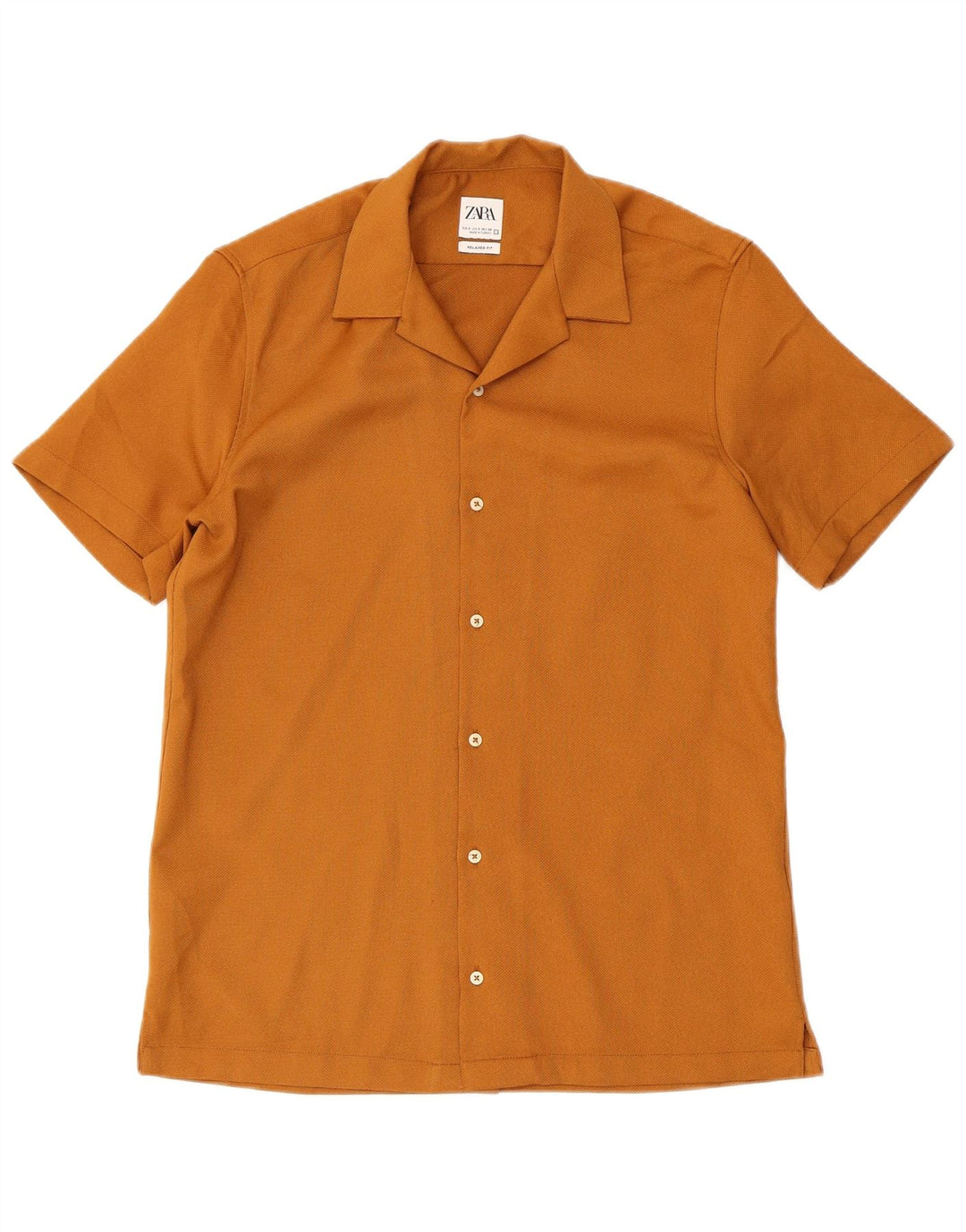 Zara Camisa masculina de manga curta e ajuste relaxado pequena marrom