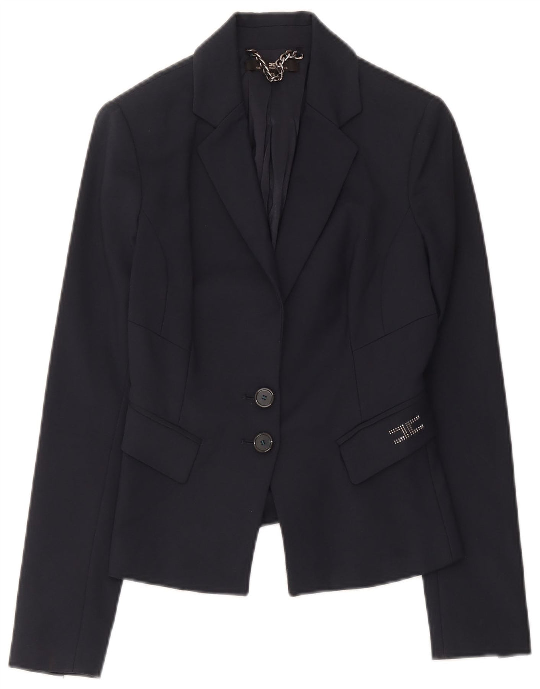Jaqueta blazer feminina de 2 botões Elisabetta Franchi IT 42 azul marinho médio