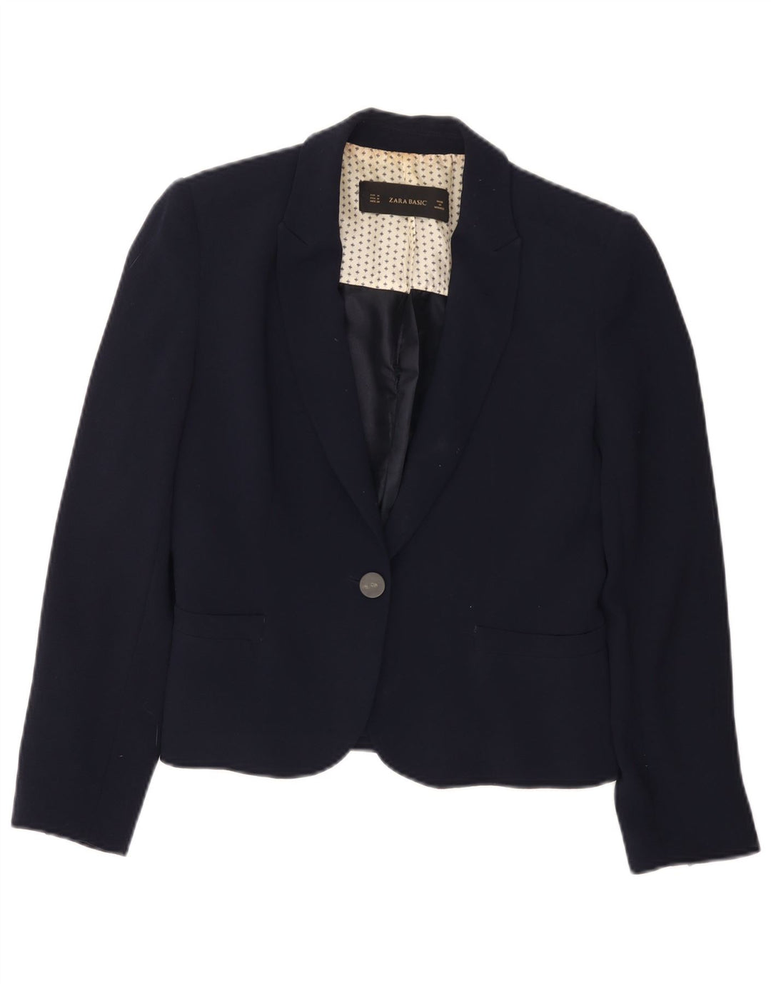 Jaqueta blazer feminina Zara com 1 botão Reino Unido 12 médio azul marinho