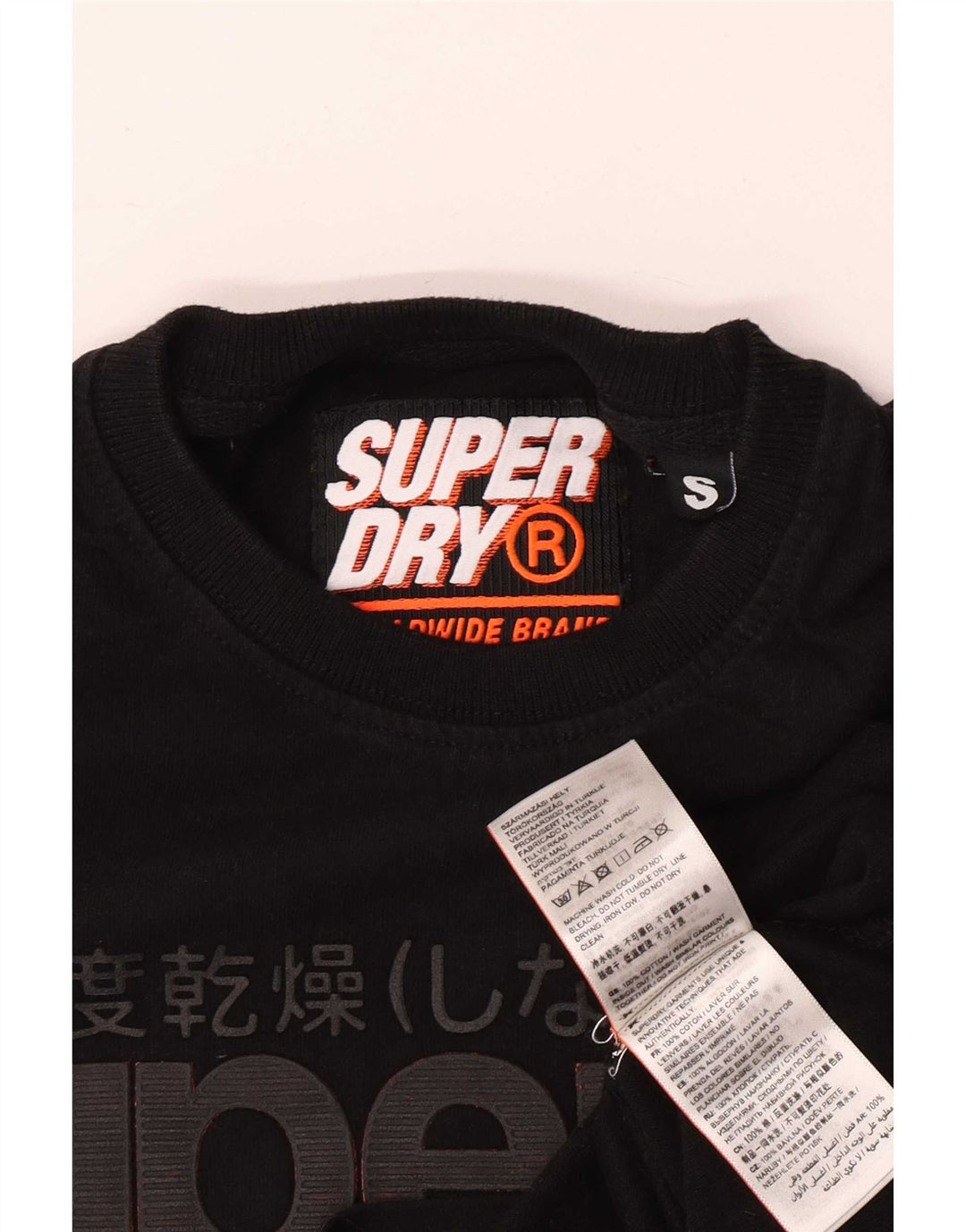 Superdry Camiseta masculina gráfica top pequeno algodão preto