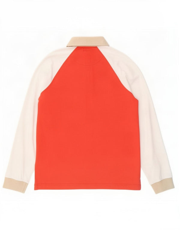 Camisa polo masculina de rugby de manga comprida Henry's grande bloco colorido vermelho