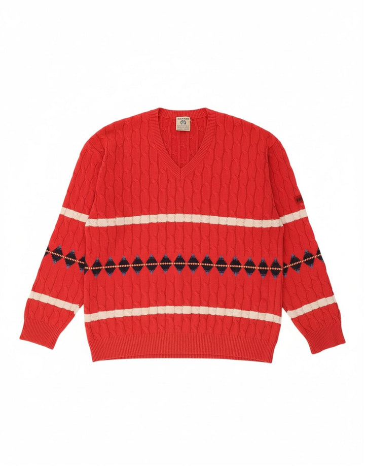 EXPLORER Suéter masculino com decote em V IT 56 2XL listrado vermelho