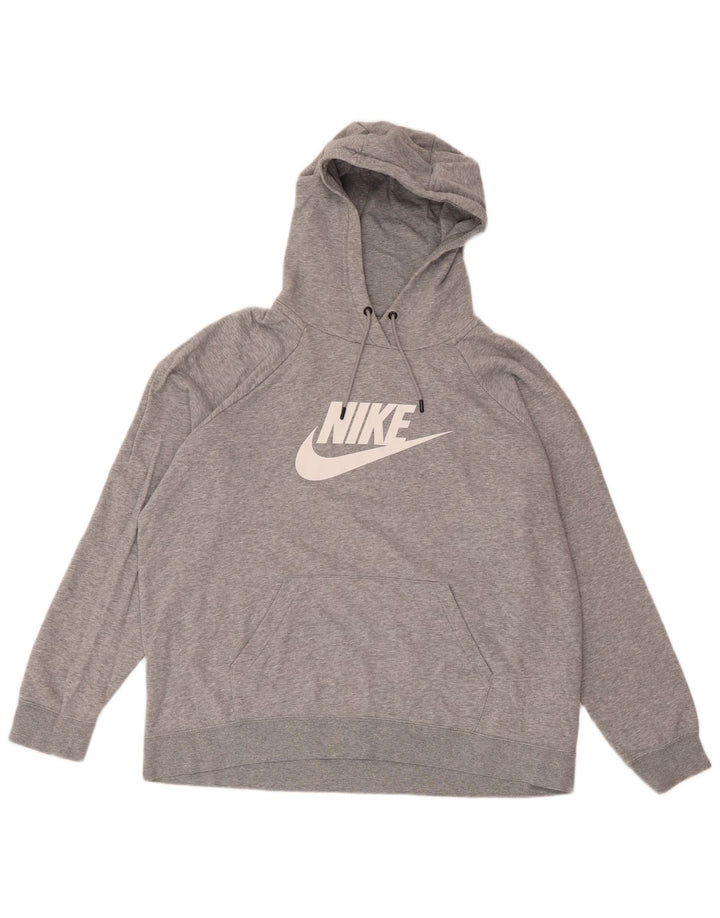 NIKE Mens Graphic Hoodie Jumper XL Cinza Flecked Algodão