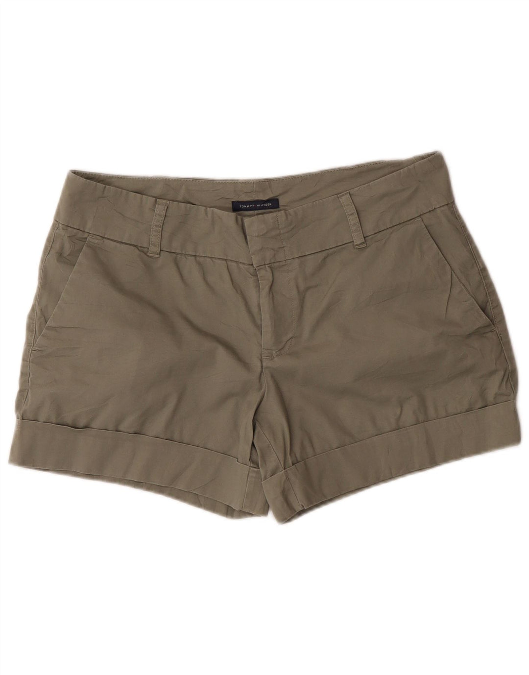 Shorts Chino feminino Tommy Hilfiger EUA 8 médio W32 algodão cáqui
