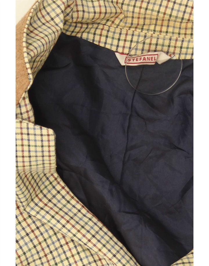 Jaqueta Blazer Masculina Stefanel com 3 Botões Reino Unido 38 Xadrez Bege Médio