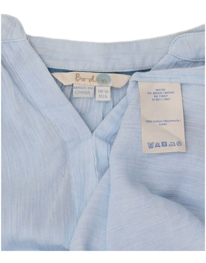 Blusa feminina grande de manga comprida BODEN Reino Unido 10 algodão azul pequeno